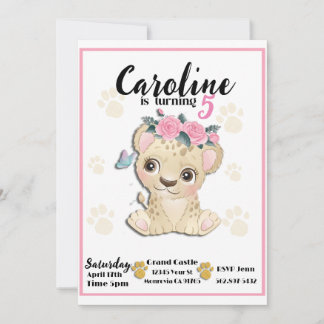 Baby Cheetah Birthday party invitation