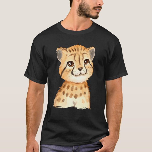 Baby Cheetah Cub Watercolor T-Shirt (Front)