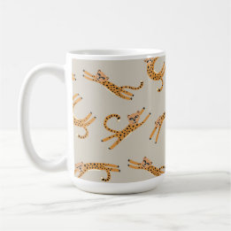 Baby Cheetah Stretches Orange and Taupe Mug