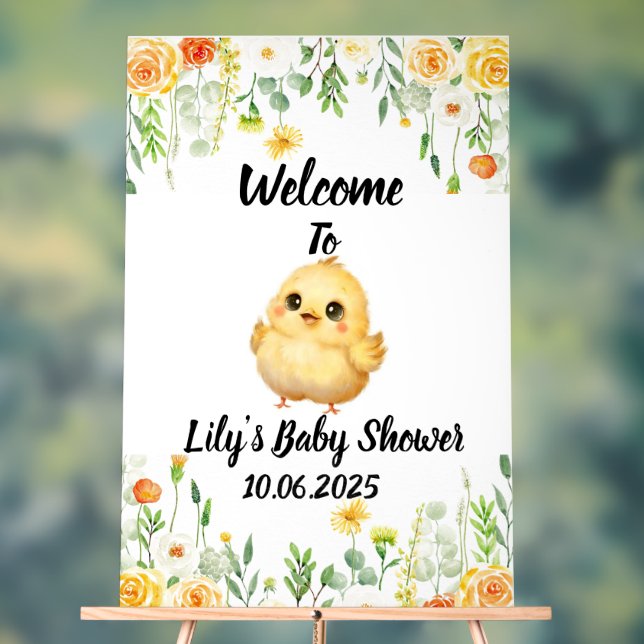 Baby chick acrylic baby shower acrylic sign (Neutral)