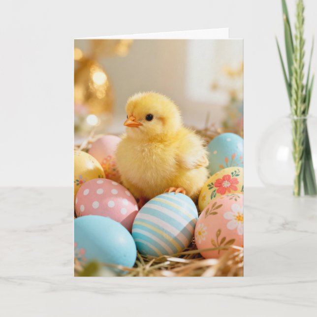 Baby Chick and Easter Eggs Card (Front)
