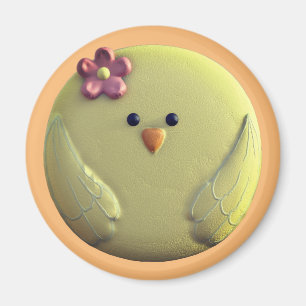 Baby chick cute yellow and pink magnet