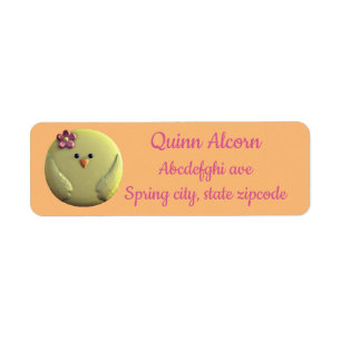 Baby chick cute yellow pink orange return address label