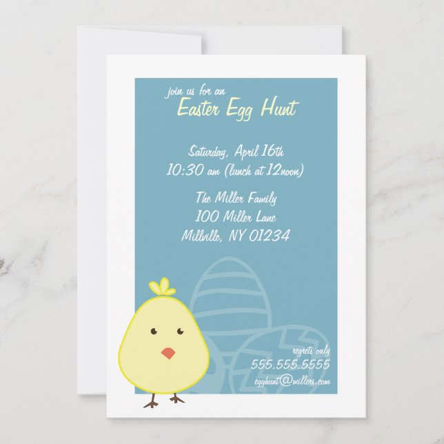Baby Chick Easter Egg Hunt Invitations (Front)