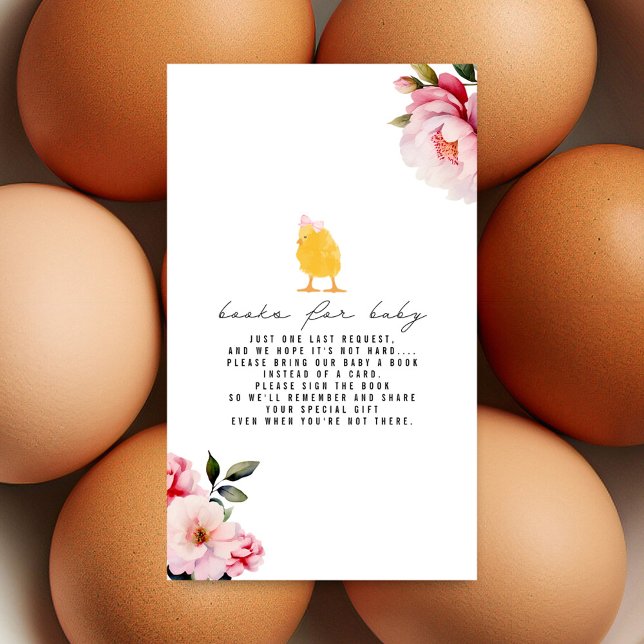 Baby Chick Floral Baby Shower Book Request Enclosure Card (Creator Uploaded)