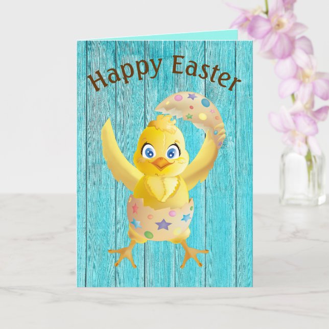 Baby Chick hatching out of a cracked Easter Egg Card (Orchid)