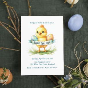Baby Chick Holding eggs Easter Egg Hunt  Invitation