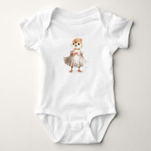 Baby Chick in Dress Cute Chicken Baby Bodysuit