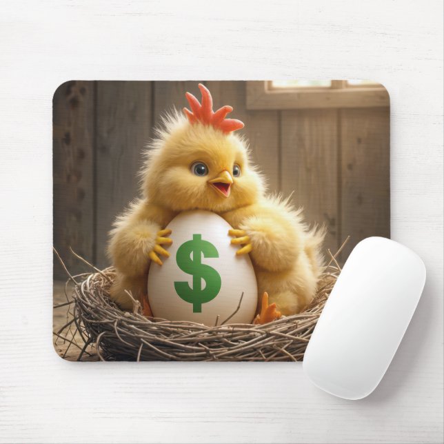 Baby Chick With an Expensive Egg Mouse Pad (With Mouse)