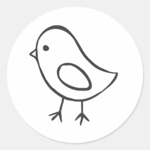 Baby Chicken in Black and White Sketch Classic Round Sticker