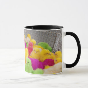 Baby Chicks In A Pen At A Market Coloured By Dye Mug