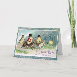 Baby Chicks on an English Hunt on Easter Morn' Holiday Card