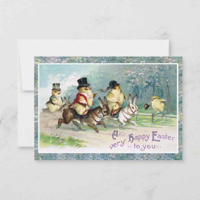 Baby Chicks on an English Hunt on Easter Morn' Invitation (Front)
