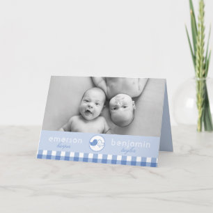 Baby Chicks Twin Boys Photo Birth Announcement
