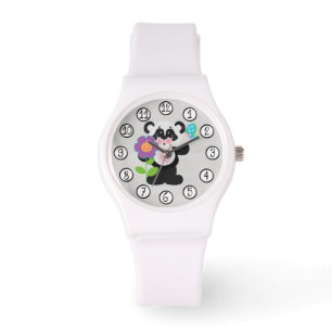 Baby Children Cute Panda Bear With Flower Watch