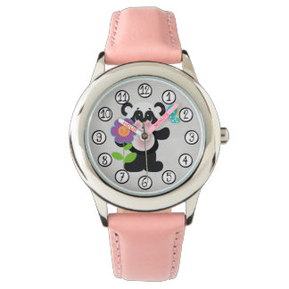 Baby Children Cute Panda Bear With Flower Watch