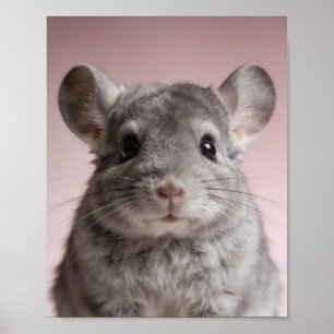 Baby Chinchilla Portrait – Cute Nursery Animal Wal Poster