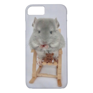 Baby chinchilla sitting in chair with teddy bear iPhone 8/7 case