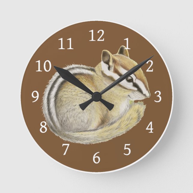 Baby Chipmunk Round Clock (Front)