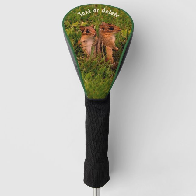 Baby Chipmunks Animal Art Personalised Golf Head Cover (Front)