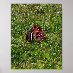Baby Chipmunks First Day #2 Animal Poster