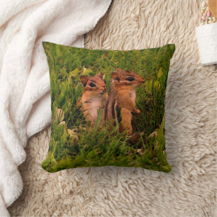 Baby Chipmunks Nature Art Cushion