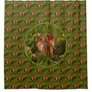 Baby Chipmunks Nature Art Pattern  Shower Curtain
