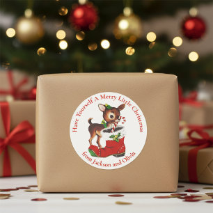 Baby Christmas Deer Custom Holiday Classic Round Sticker