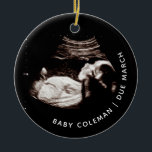 Baby Christmas Pregnancy Coming Soon Photo Ceramic Ornament<br><div class="desc">Baby Christmas Pregnancy Coming Soon Photo Ceramic Ornament 

Can be fully customized to suit your needs.
© Gorjo Designs. Made for you via the Zazzle platform. 

// Need help customizing your design? Got other ideas? Feel free to contact me (Zoe) directly via the contact button below.</div>