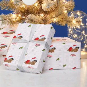 Baby Christmas Red Santa Hat Dot Wrapping Paper