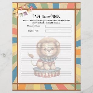 Baby Circus_ Baby Name Combo Shower game Custom Letterhead