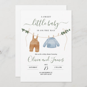 Baby Clothes Baby Shower Invitation, Baby Boy Invitation