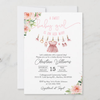 Baby Clothes Baby Shower Invitation for a Girl