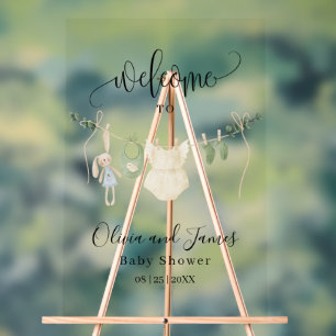 Baby Clothes Baby Shower Invitation, Minimalist  Acrylic Sign