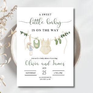 Baby Clothes Baby Shower Invitation, Minimalist  Invitation