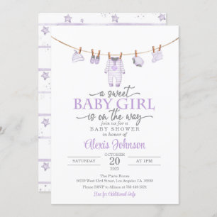 Baby Clothes Baby Shower Invitation - Purple