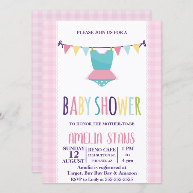 Baby Clothes Baby Shower Invite (Front/Back)