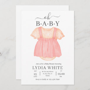 Baby Clothes Baby Shower Invite, Girl baby Shower Invitation