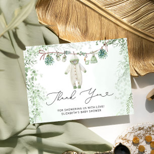 Baby Clothes Bogo Sage Green Baby Shower Thank You Card