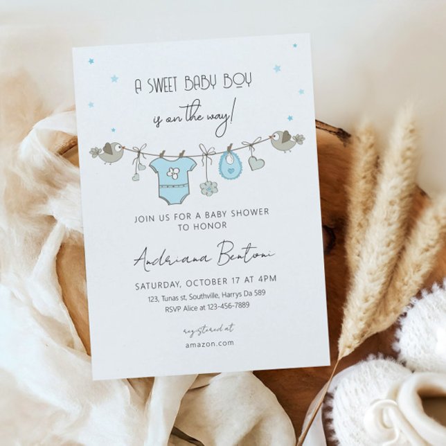 Baby Clothes Boy Baby Shower Invitation (Creator Uploaded)