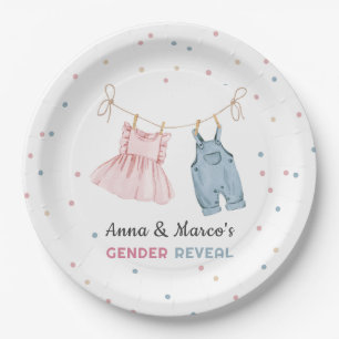 Baby Clothes Gender Reveal Baby Shower Paper Plate