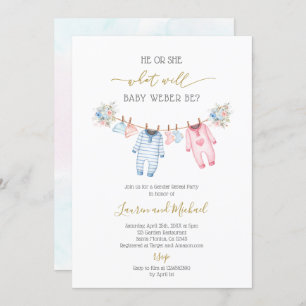Baby Clothes Gender Reveal Invitation