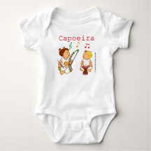 Baby clothes with a cartoon of Capoeira