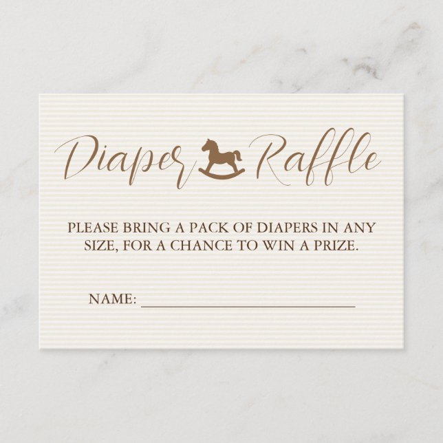 Baby Clothesline Baby Shower Striped Diaper Raffle Enclosure Card (Front)