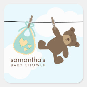 Baby Clothesline {green} Square Sticker