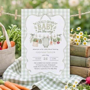 Baby Clothesline Locally Grown Baby Shower Invitation