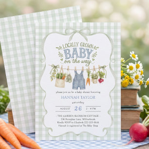 Baby Clothesline Locally Grown Boy Baby Shower Invitation