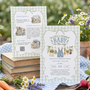 Baby Clothesline Locally Grown Boy Baby Shower Invitation