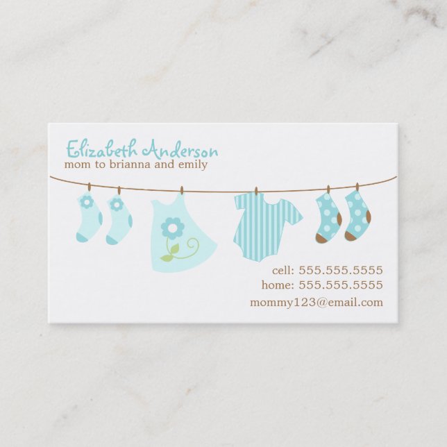 Baby Clothesline Mummy Calling Cards (Front)