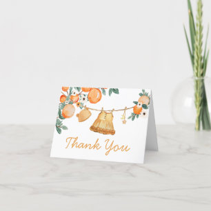 Baby Clothesline Orange Fruit Baby Shower Thank You Card
